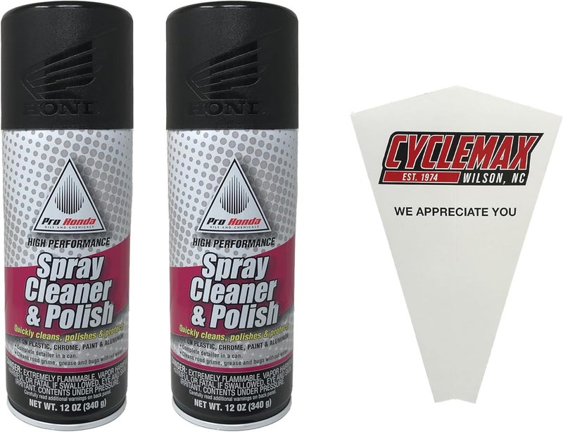 CYCLEMAX Two Pack compatible with Honda Spray Cleaner & Polish 08732-SCP00 Contains Two 12oz Cans and a Funnel - Image 1